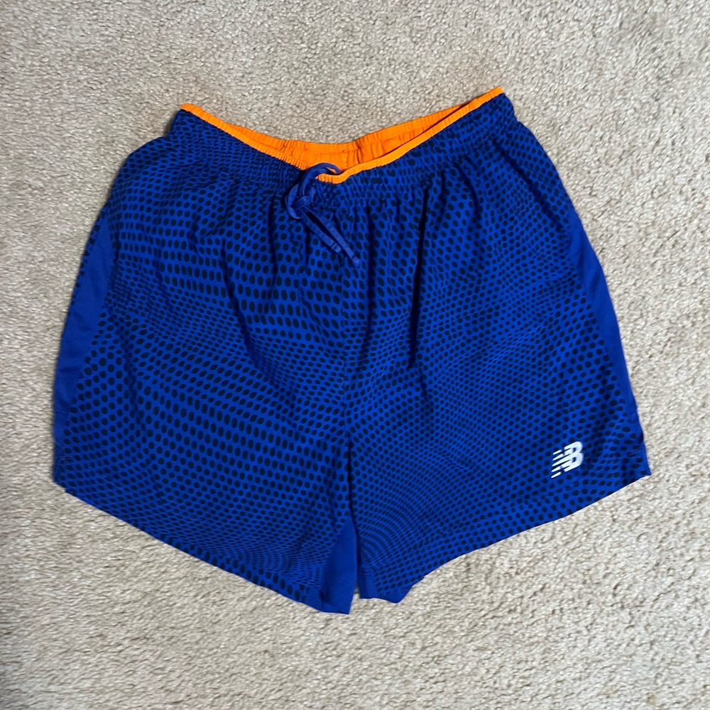 New Balance Men's Blue and Orange Athletic Shorts
